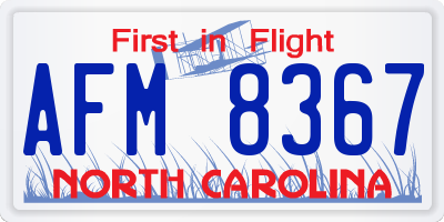 NC license plate AFM8367
