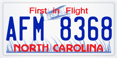 NC license plate AFM8368