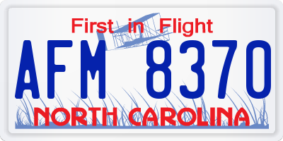 NC license plate AFM8370