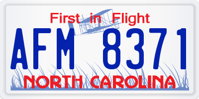 NC license plate AFM8371