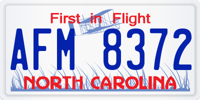 NC license plate AFM8372