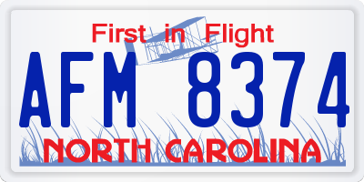 NC license plate AFM8374