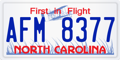 NC license plate AFM8377