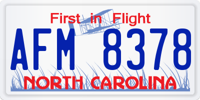 NC license plate AFM8378