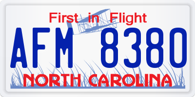 NC license plate AFM8380