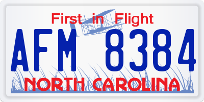 NC license plate AFM8384
