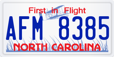 NC license plate AFM8385