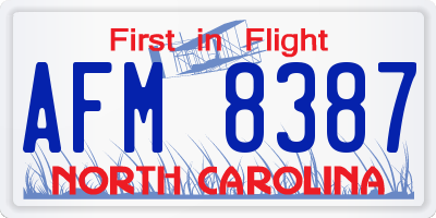 NC license plate AFM8387