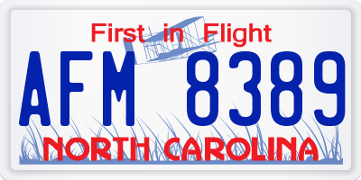 NC license plate AFM8389