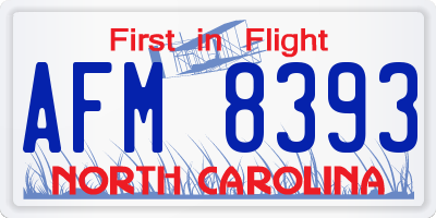 NC license plate AFM8393
