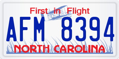 NC license plate AFM8394