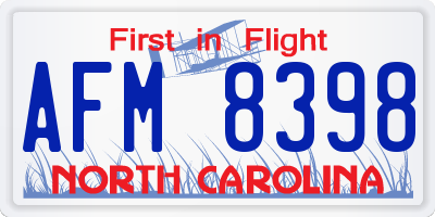 NC license plate AFM8398