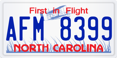 NC license plate AFM8399