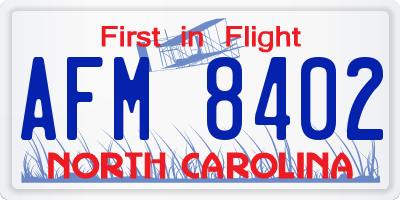 NC license plate AFM8402