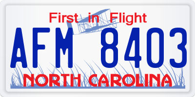 NC license plate AFM8403