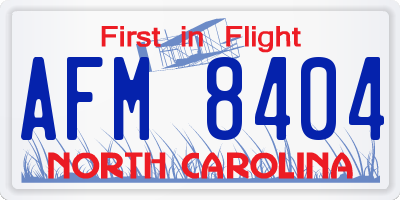 NC license plate AFM8404