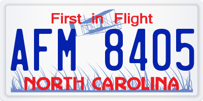 NC license plate AFM8405