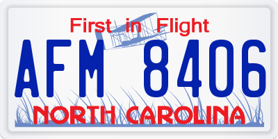 NC license plate AFM8406