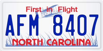 NC license plate AFM8407