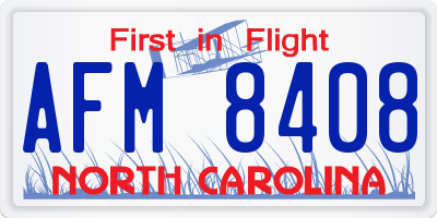 NC license plate AFM8408