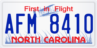 NC license plate AFM8410