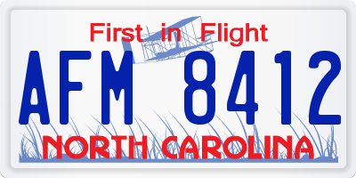 NC license plate AFM8412