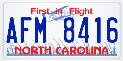 NC license plate AFM8416