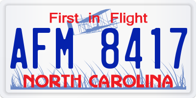 NC license plate AFM8417