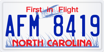 NC license plate AFM8419