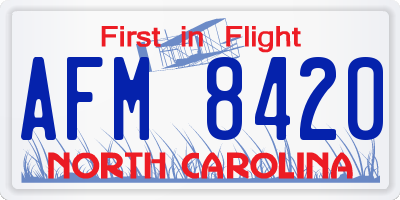 NC license plate AFM8420