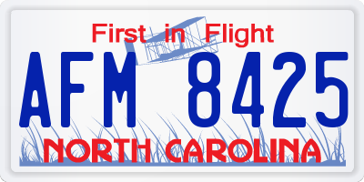 NC license plate AFM8425
