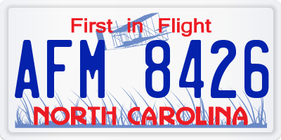 NC license plate AFM8426