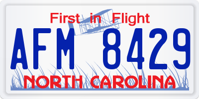 NC license plate AFM8429