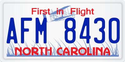 NC license plate AFM8430