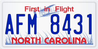 NC license plate AFM8431