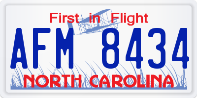 NC license plate AFM8434