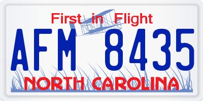 NC license plate AFM8435