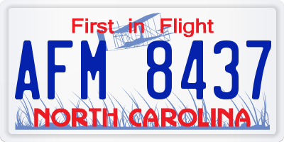 NC license plate AFM8437