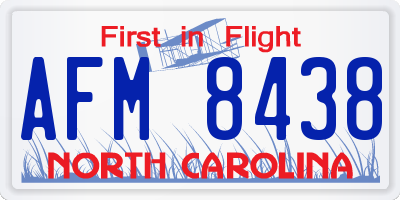 NC license plate AFM8438