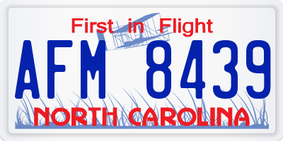 NC license plate AFM8439