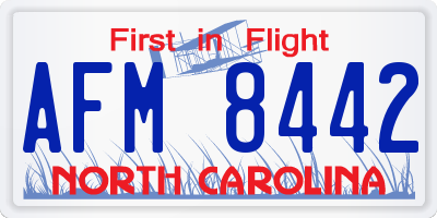 NC license plate AFM8442