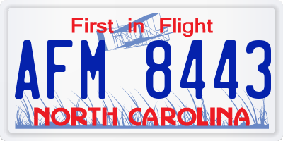 NC license plate AFM8443