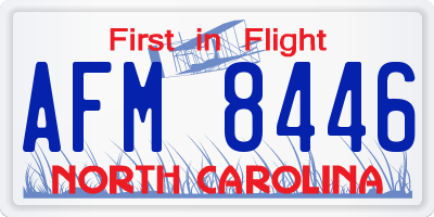 NC license plate AFM8446
