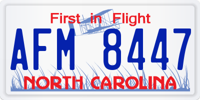 NC license plate AFM8447