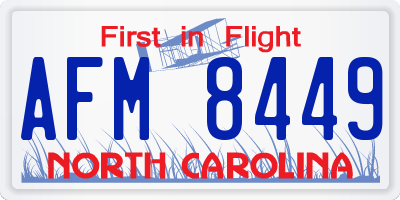 NC license plate AFM8449