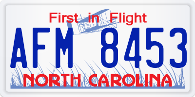 NC license plate AFM8453