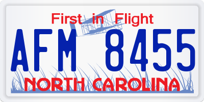 NC license plate AFM8455