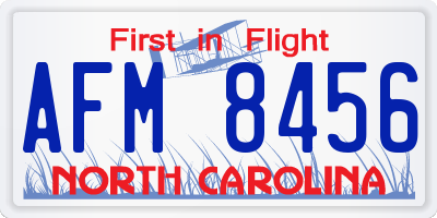 NC license plate AFM8456