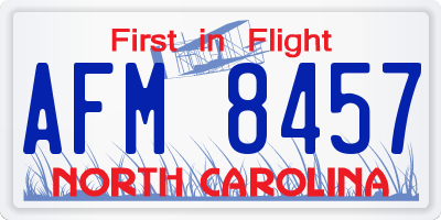 NC license plate AFM8457