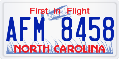 NC license plate AFM8458